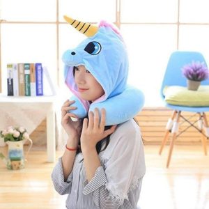 Almohada Cuello Con Capucha Unicornio Diseno Viajar Regalo - vista 7
