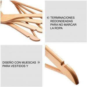 Perchas de Madera Infantiles Barnizada Lustrada Niño 32cm x Unidad - vista 3