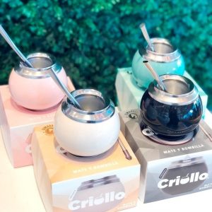 Mate Criollo Ceramica Bombilla De Acero En Caja De Regalo - vista 5