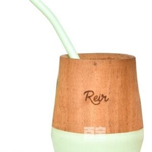 Mates de Madera Pintados Frase Con Bombilla Algarrobo Diseño - vista 3