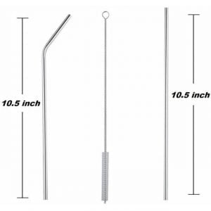 Sorbetes de Metal Pajita Reutilizable 4u Acero Inox Y Cepillo Reutilizar - vista 3