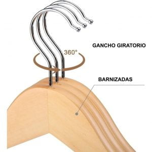 Perchas de Madera Infantiles Barnizada Lustrada Niño 32cm x Unidad - vista 4