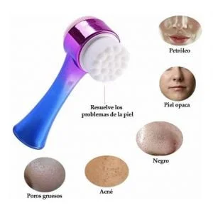 Limpiador Facial Doble Cepillo Manual Exfoliante Tornasolado