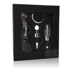 Set Kit Vino 4 Piezas Regalo Empresarial Vertedora Cortador