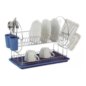 Escurridor Platos Cocina 2 Niveles Azul Secaplatos Cubiertos