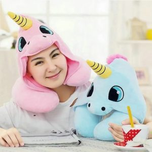 Almohada Cuello Con Capucha Unicornio Diseno Viajar Regalo - vista 4