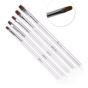 X5 Pincel Chato Gel Uñas Uv Acrilicas Gelificadas Manicuria