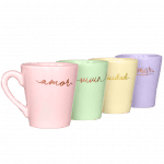 Taza Cocina Cerámica Con Manija Colores Pasteles Frase 400ml