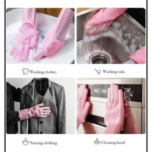 Guantes Silicona Esponja Lavaplatos Cocina Mascota Moderno - vista 6