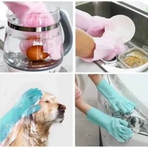 Guantes Silicona Esponja Lavaplatos Cocina Mascota Moderno - vista 4