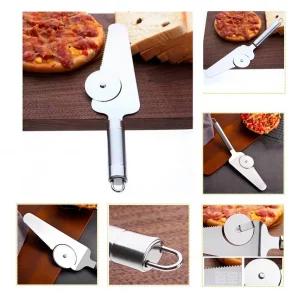 Corta Pizza Rueda + Espatula 2 En 1 Acero Inoxidable
