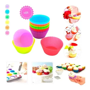 Molde Muffins Silicona X12 Unidades Goma Cupcakes Reposteria
