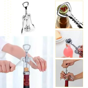 Destapador Sacacorcho Brazos De Acero Doble Aleta Manual