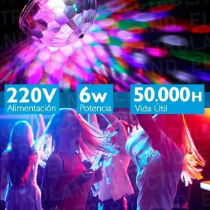 Lampara Led Giratoria Doble Multicolor Boliche - vista 2
