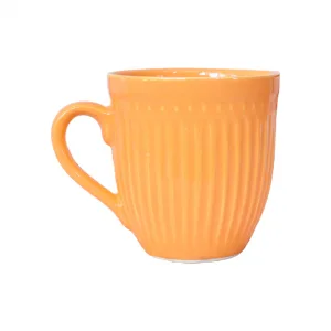 Taza Cerámica Naranja Trama Xl Grande Con Manija