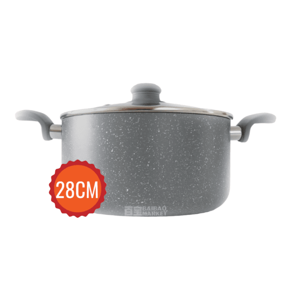 OLLA CACEROLA GRANITOS ANTIADHERENTE 28CM Olla Cacerola Antiadherente Granito Asas Silicona 28Cm