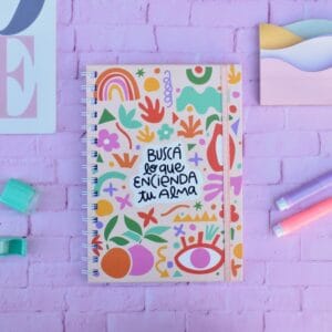 Cuaderno A5 Tapa Dura Anillado Frase Libreta Anotador Diseño - vista 2