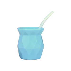 Mate Plástico Facetado Geométrico Colores Pasteles Con Bombilla