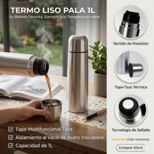 Termo Acero Inoxidable 1 Litro Con Caja Estuches - vista 2