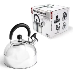 Pava Silbadora Acero Inoxidable 2,5 Litros Mango Negro