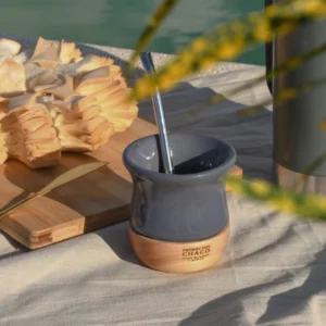 Mate Ceramica Madera Chaco Chaquito Con Bombilla - vista 3