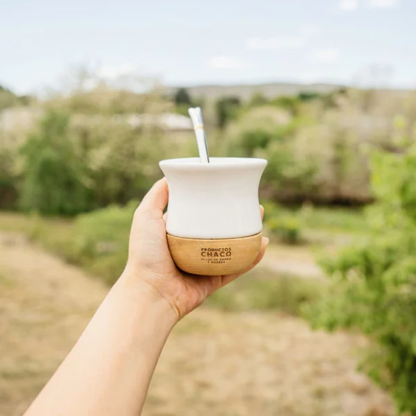 Mate Ceramica Madera Chaco blanco Mate Ceramica Madera Chaco blanco