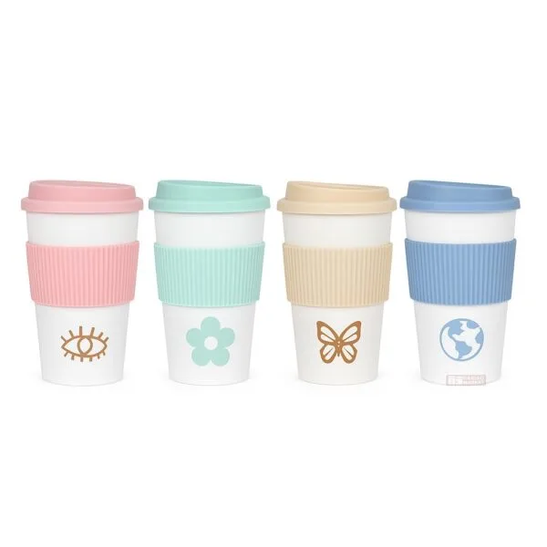 vaso para cafe termico con banda silicona