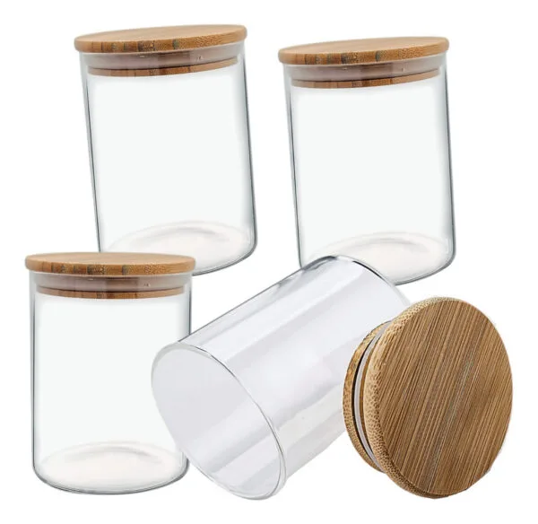 frasco de vidrio tapa madera