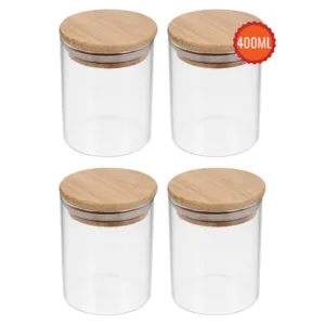 Frasco Hermetico De Vidrio Multiuso Tapa Madera 400Ml