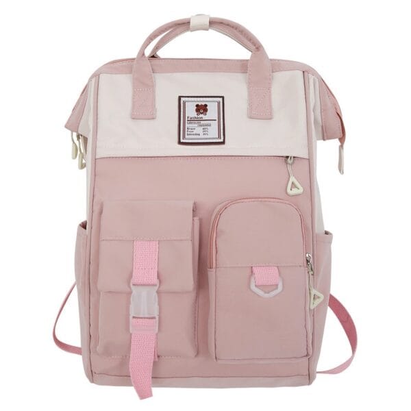 mochila fashion rosa Mochila Grande Estudiante Muchos Bolsillos