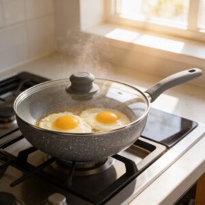 Wok Sarten Antiadherente Granito 26 / 30 Cm Con Tapa Vidrio Hondo - vista 3