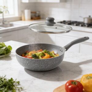 Wok Sarten Antiadherente Granito 26 / 30 Cm Con Tapa Vidrio Hondo - vista 4