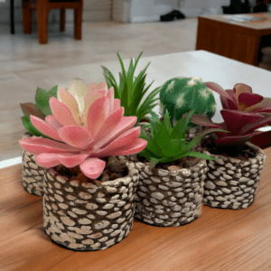 Plantas Artificiales x3 Maceta Piedra - vista 2