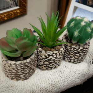 Plantas Artificiales x3 Maceta Piedra - vista 3