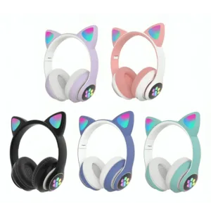 Auriculares Inalambricos Orejitas Gato Luces Colores