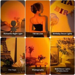 Lampara Luz Atardecer Naranja Sunset Astronauta Tiktok - vista 2