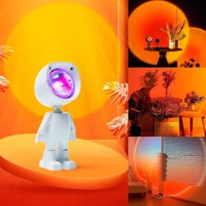 Lampara Luz Atardecer Naranja Sunset Astronauta Tiktok - vista 5