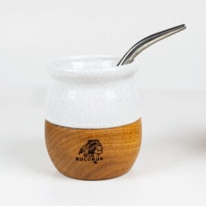 Mate Quechua Cerámica Y Madera Con Bombilla Acero Y Caja - vista 5