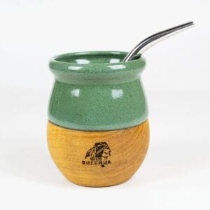 Mate Quechua Cerámica Y Madera Con Bombilla Acero Y Caja - vista 7