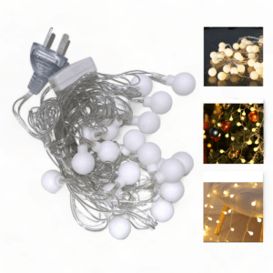 Luz Bolita Blanca Color Amarilla Con Enchufe