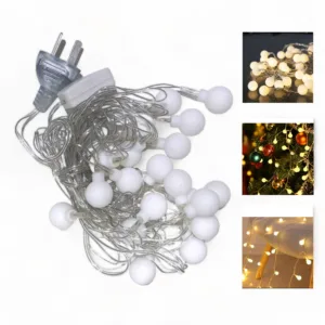 Luz Bolita Blanca Color Amarilla Con Enchufe