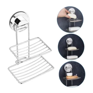 Jabonera Doble Acero Inox Con Ventosas