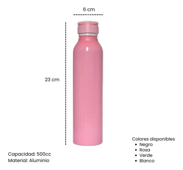 botella aluminio lisa 500cc botella aluminio lisa 500cc