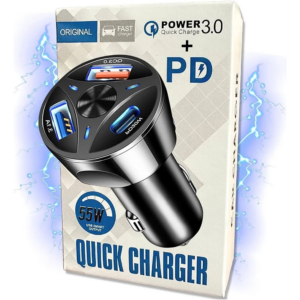 Cargador Adaptador Auto 55W Tipo C + USB Quick Charger 3.0 12V - vista 4