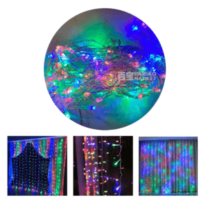 Guirnalda Cortina Led Lluvia Luces Multicolores 3mts Enchufe