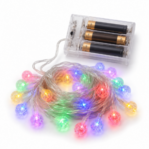 Luces bola burbuja 28 LED, multicolor, a pilas