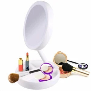 Espejo Maquillaje Led Redondo Con Luz de Led Plegable USB Pilas - vista 2
