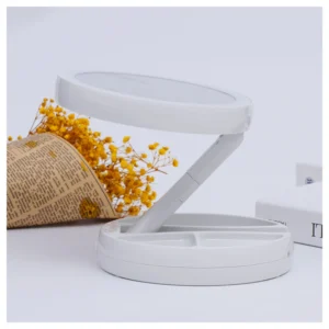Espejo Maquillaje Led Redondo Con Luz de Led Plegable USB Pilas - vista 6