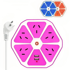 Zapatilla de Enchufe Hexagon Socket 5 tomas 220V + 2 puertos USB