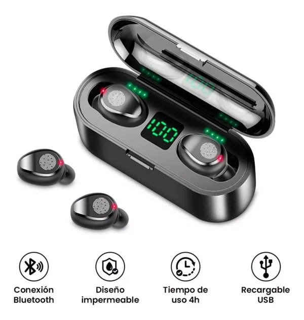 auriculares inalambricos negro F9 9 auriculares inalambricos negro F9 9